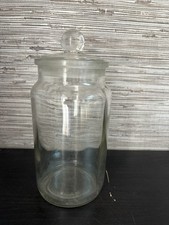 Large Glass Sweet Jar Ground Lid British Made, Storage 9.5ins