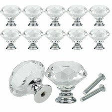 8X 40MM Crystal Door Knob Diamond Round Cabinet Furniture Cupboard Drawer Handle