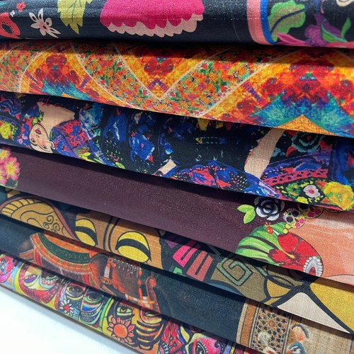 Printed raw silk frida - raw, kahlo
