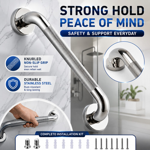 Stainless steel bathroom grab - bathroom,