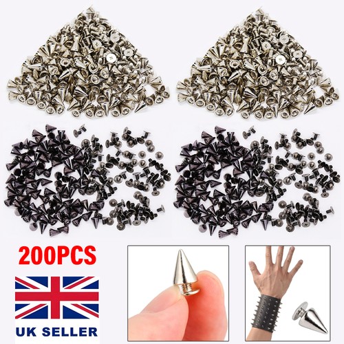 200pc 10mm punk cone spikes - 200pc,