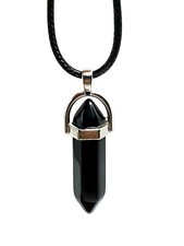 Obsidian Point Necklace Pendant Gemstone Crystal Healing Scrying Stone Tie Cord