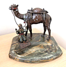 COLD PAINTED SPELTER  CAMEL ARAB PAYER MAT  DESK TRINKET PIN TRAY