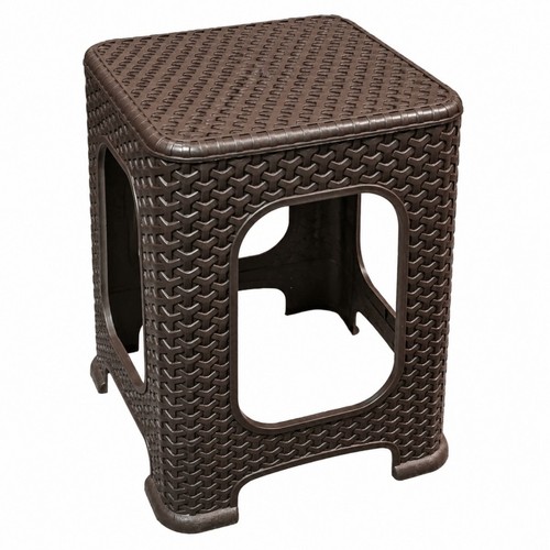 Brown plastic rattan stool - brown,