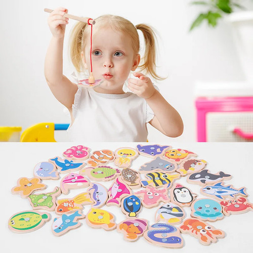 Wooden magnetic fishing game - magnetic,