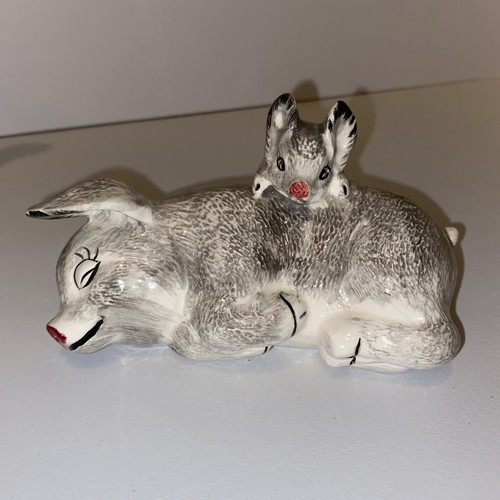 Ceramic pig boat - ceramic,