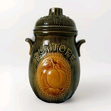 Rumtopf West Germany Preservative Jar Lidded Ceramic Green Glaze Pot *Damaged*