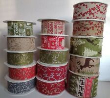 Wide Christmas Ribbon Wired Non-wired Edge Hessian Burlap Ribbon 38mm 50mm 60mm