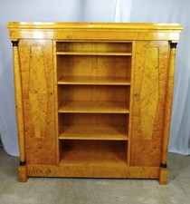 Bookcase Antique Style Biedermeier Burr Wood Cabinet with Lockable Doors Shelves