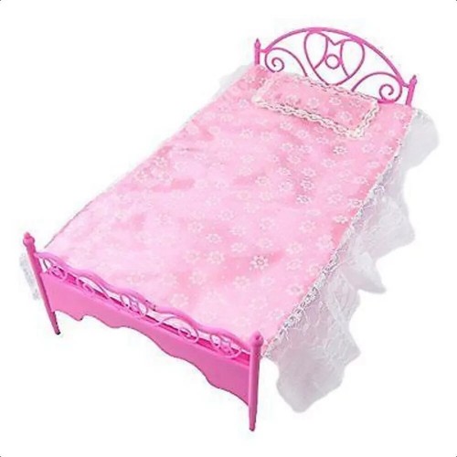 Pink mini bed with pillow - 1x,