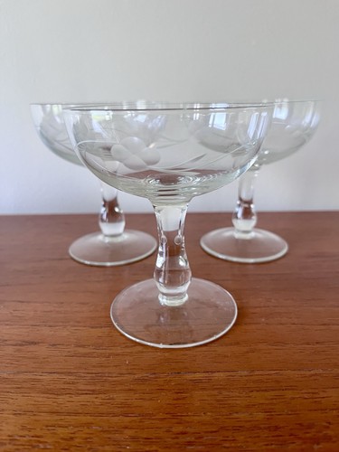 Lovely vintage etched - vintage, glass