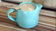 Lenya Stump Teapot 18oz 510ml Ceramic w/ Infuser & Stainless Steel Lid Turquoise