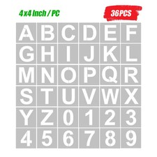 36pcs 4 Inch Letter and Number Stencils Reusable Washable Alphabet Stencils Art