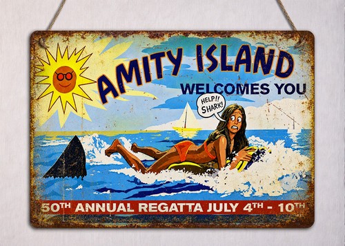 Vintage amity island - island, sign