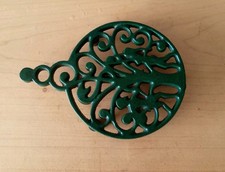 Vintage Cast Iron Trivet Teapot Stand Green
