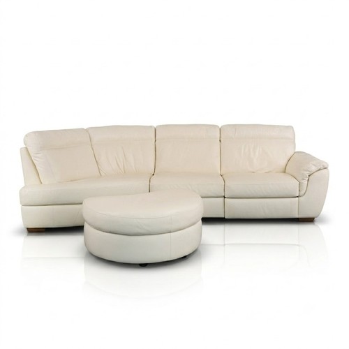 Natuzzi white leather corner - white,