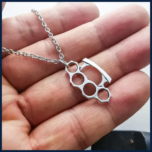 Brass knuckles pendant - brass,