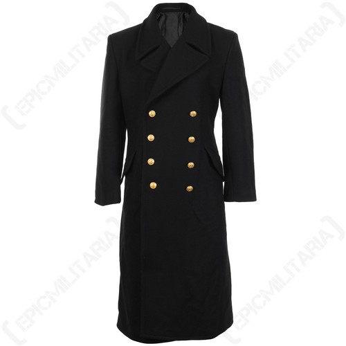 Black navy wool great coat - navy,