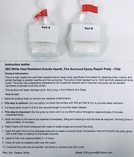 38g White Heat Resistant Granite Hearth, Fire Surround Epoxy Repair Putty - Chip