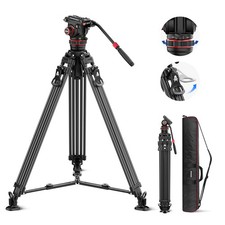 NEEWER One Step Fast Lock Carbon Fiber DSLR Tripod with Fluid Head for Manfrotto