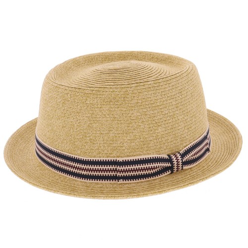Natural straw pork pie hat - pie,