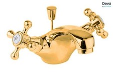 Deva TUD113/501 Tudor Gold Traditional Mono Basin Mixer Tap with Pop Up Waste