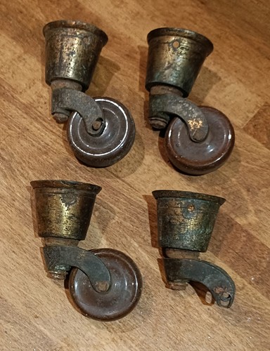Large brass cup castors - brass, castors.