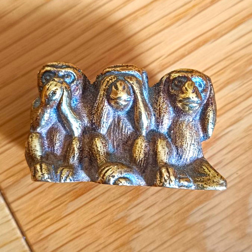 Vintage solid brass three wise - vintage,