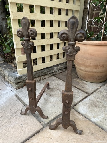 Vintage cast iron fire - fire, dogs