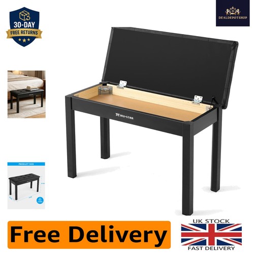 Sturdy black piano - black, stool