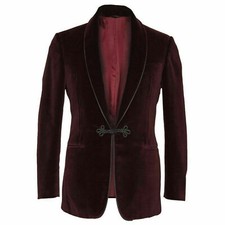 Sale Burgundy Smoking Jacket Designer Wedding Groom Dinner Party Blazer Coat UK