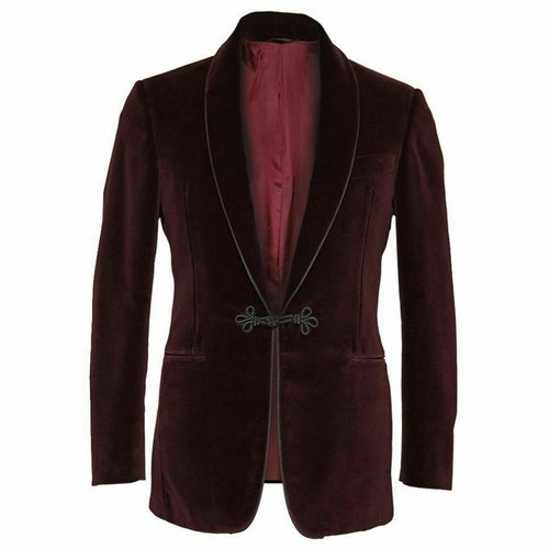 Men burgundy smoking jacket - burgundy,