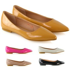 Womens Ballet Flats Point Toe Pumps Ladies Slip On Casual Shoes Size 3-9