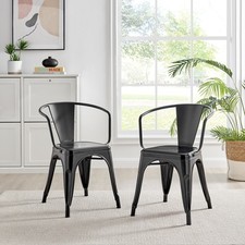 **Seconds** Colton Black Tolix Style Industrial Metal Dining Chair with Arms Se