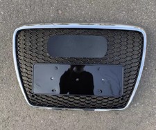 For Audi 2005-2011 A6 Update to RS6 Chrome Frame Front Bumper Honeycomb Grille