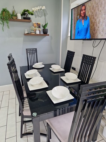Black italian glass table - glass, 6
