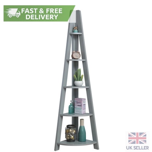 Grey corner bookcase ladder - bookcase,