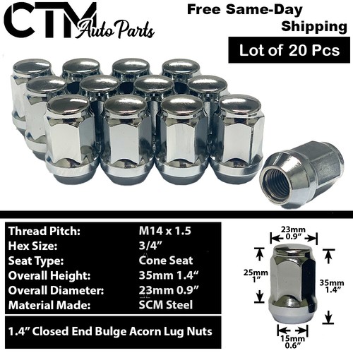 20x chrome m14x1 cone - cone, seat