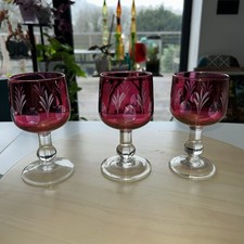 Set Of 3 Bohemian Cranberry