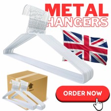 White Metal Strong Wire Coat Hangers 45cm Clothes Garment Suit Trouser Bar