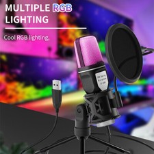 USB Condenser Microphone With Stand Pop Filter PC Podcast Studio Recording Mic