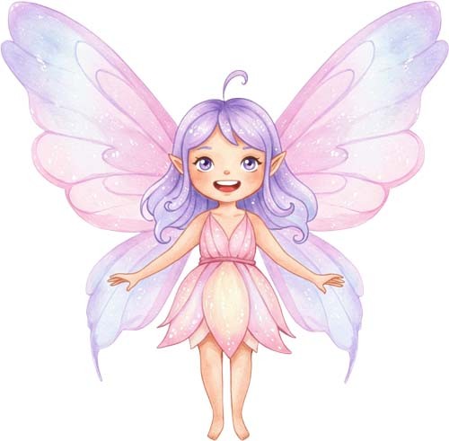 Watercolour happy fairy wall - fairy,