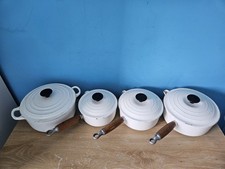 White Le Cruset Saucepan Set 4