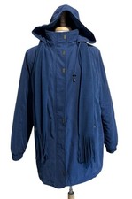 Mackintosh New England Blue Hooded Women's Parka Coat Jacket Size L w/ scarf
