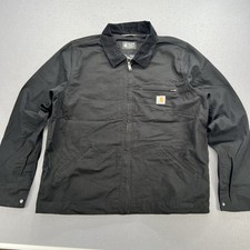 Carhartt Duck Detroit Jacket Blanket Lining Rugged Flex Men Size L Fits Like XL