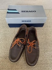 Sebago Mens UK 8.5 Brown Leather Dockside Moccasin Boat Deck Shoes Gents