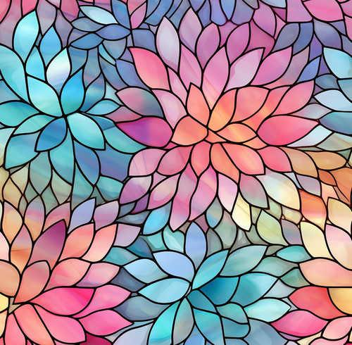Stained glass flowers - glass, 100%