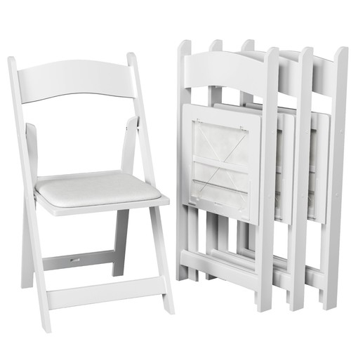 White folding chairs - white,