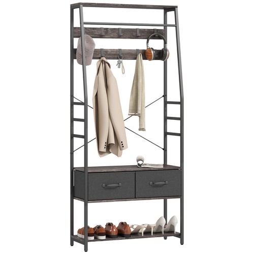 Homcom coat rack with - rack, shoe