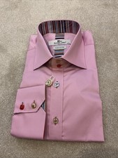 Claudio Lugli Men’s Pink Long Sleeved Shirt With Coloured Buttons Size L